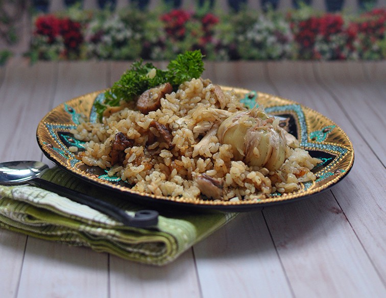Турецкий пилаф с грибами и курицей